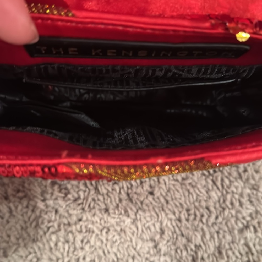 Red and Gold Sequin Kurt Geiger Kensington Chinese New Year Shoulder Bag - Picture 5 of 8